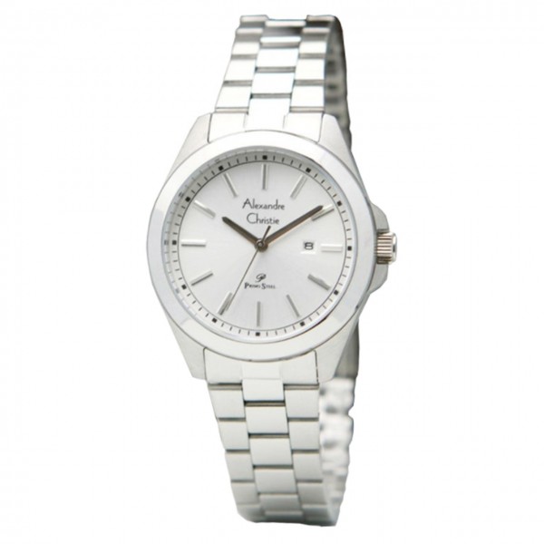 Alexandre Christie AC 1015 Silver White Steel Lady LDBSSSL